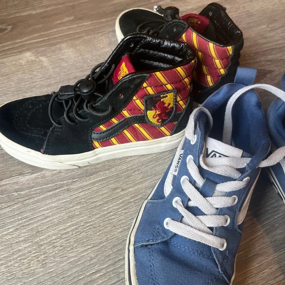Kids Vans Shoes Bundle Harry Potter Flames Blue Checks‎ Child Sz 12 13 & 1